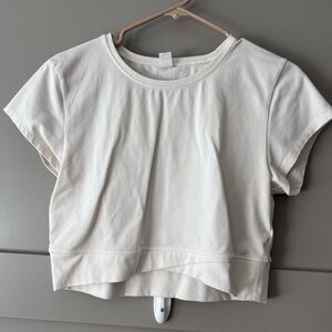Old Navy Crossover Hem Crop Top Women Large Short Sleeve Round Neck Powerchill‎